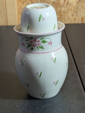 Vintage Telaflora Water Carafe And Cup-Pink and Green Accents